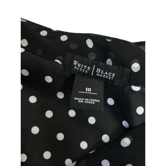 WHBM Asymmetric Dress Size 10 Black and White Polka Dot Twee Cocktail Preppy - Picture 8 of 10